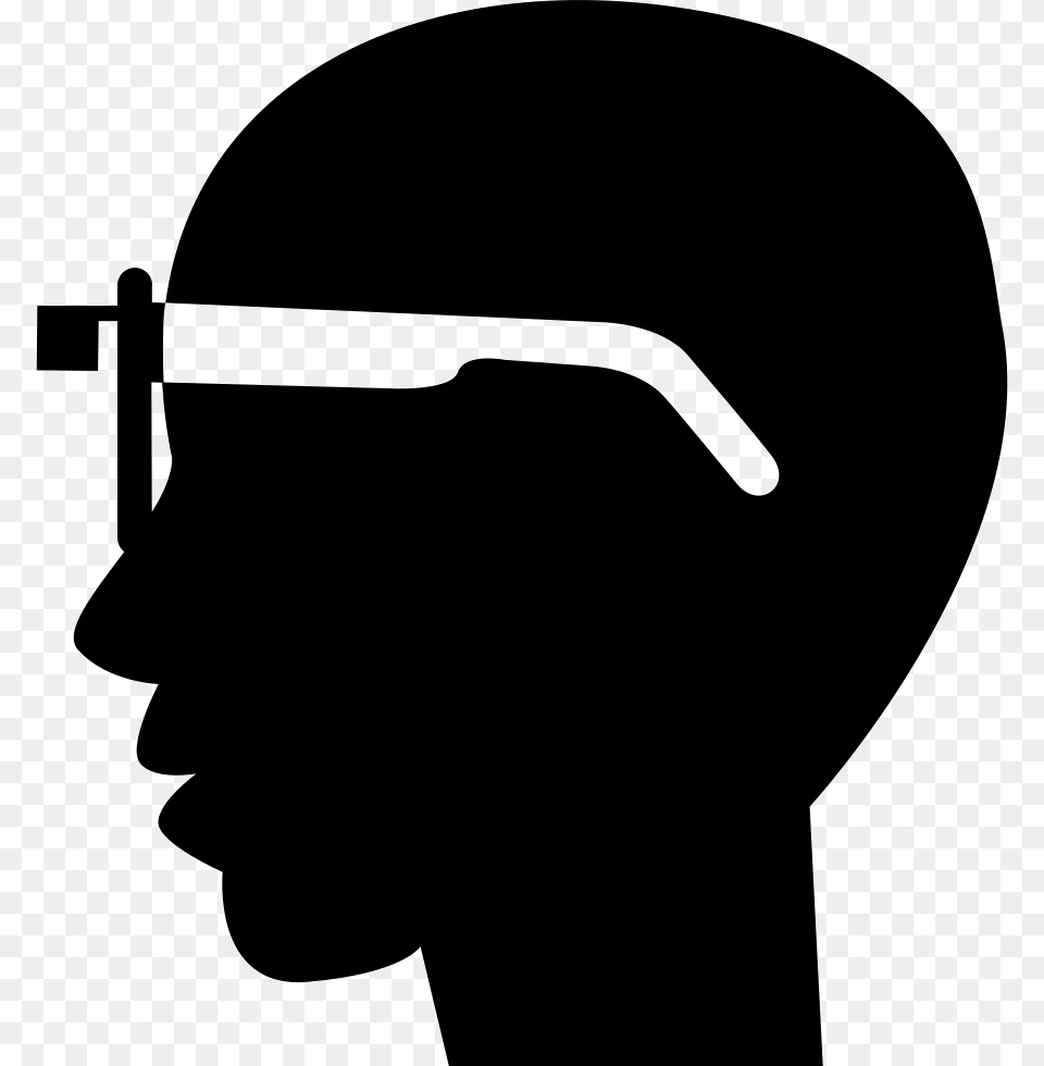 Google Glasses Tool On Bald Male Head From Side View Icon, Silhouette, Stencil, Clothing, Hardhat Free Transparent Png