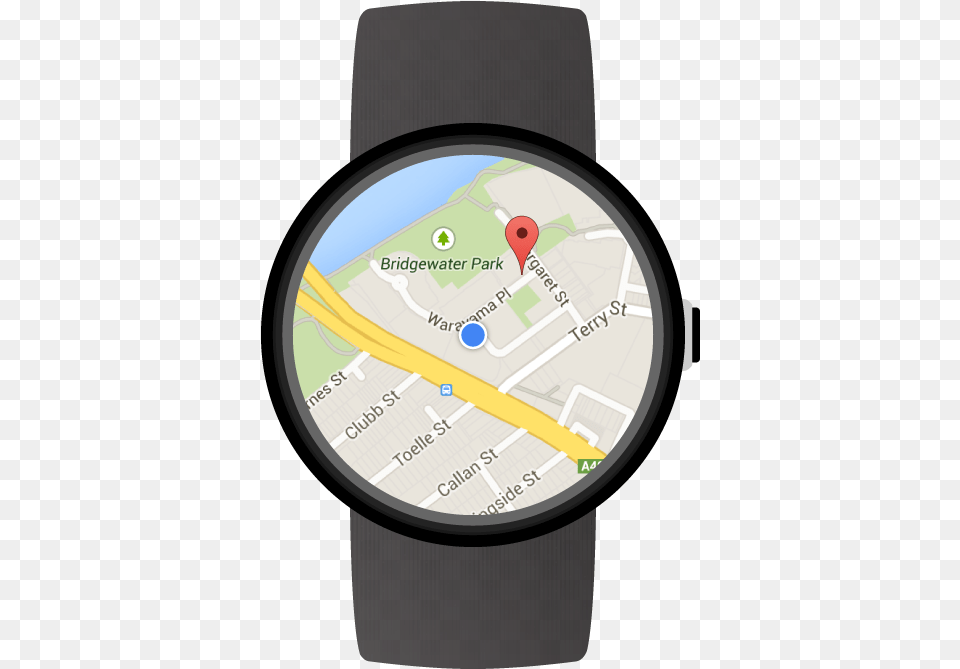 Google Map Marker A Map On A Wearable Device Wear Os Android Smart Watch, Arm, Body Part, Person, Wristwatch Png Image