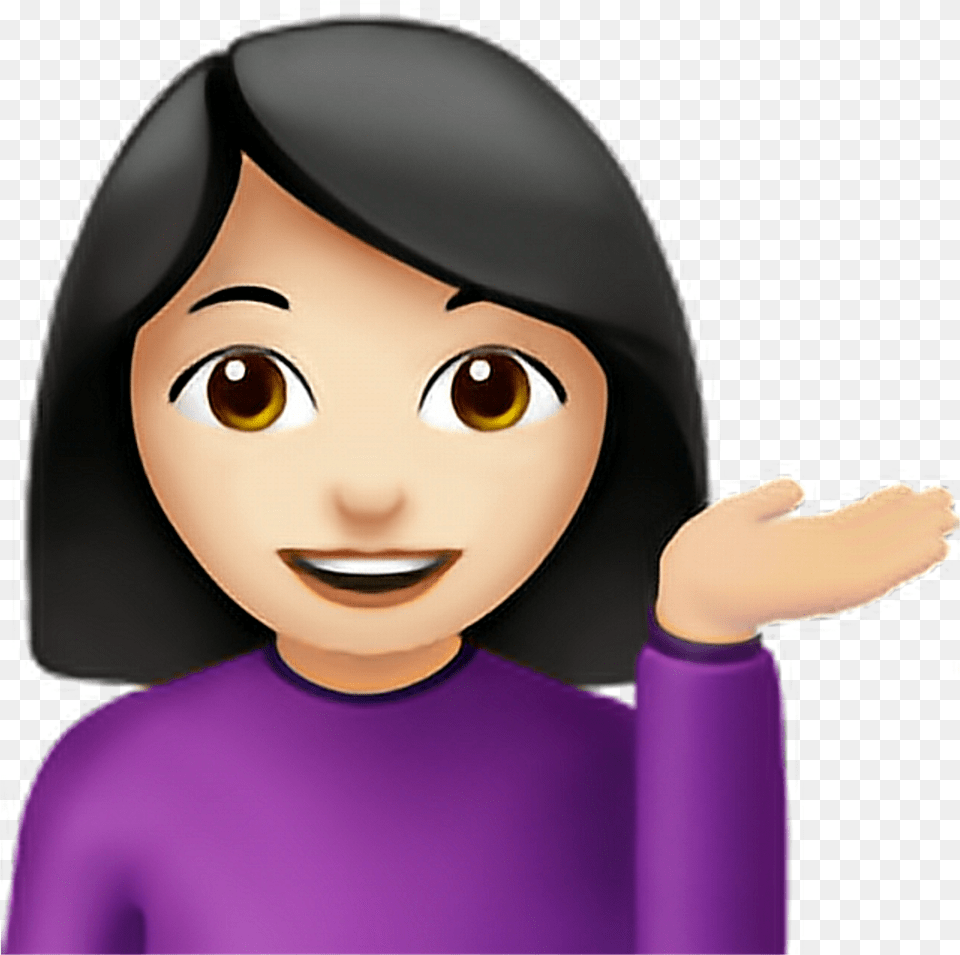 Google Woman Tipping Hand Emoji Full Size Transparent Girl Emoji, Face, Head, Person, Baby Png Image