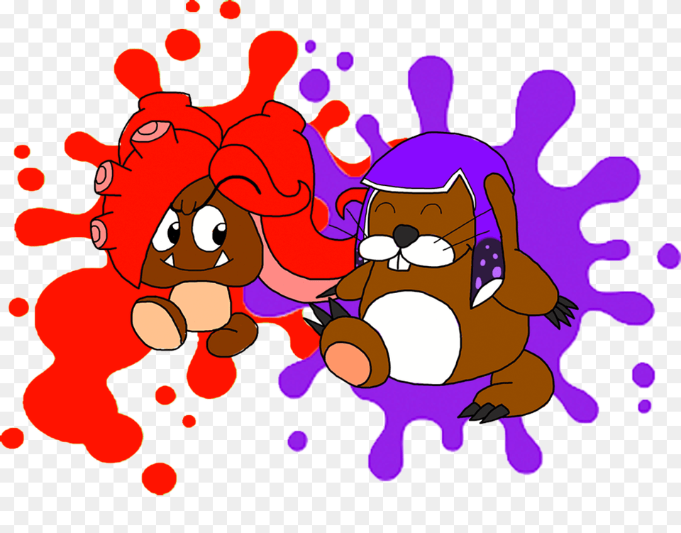 Goomba And Monty Mole As Octoling And Inkling, Baby, Person Free Transparent Png