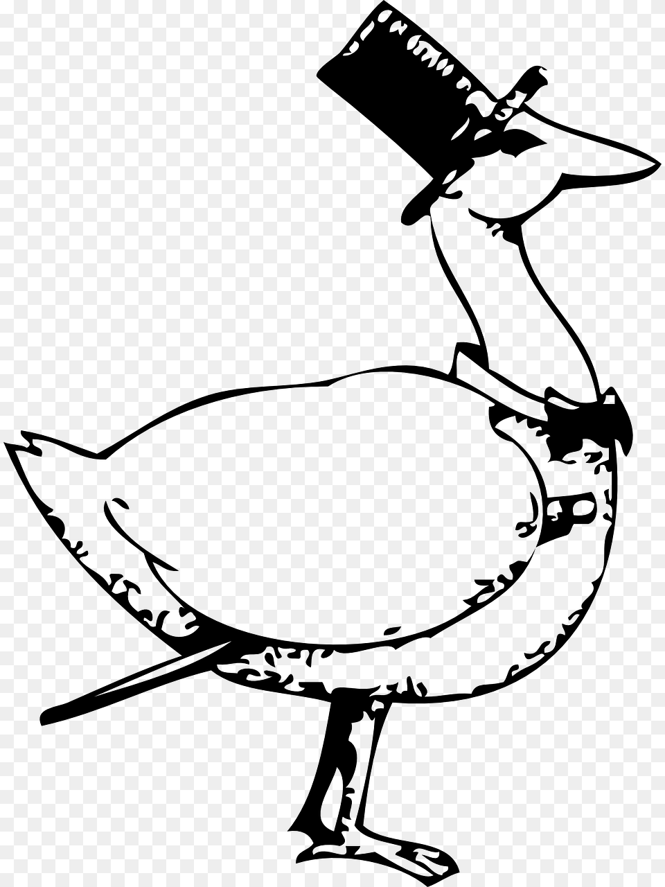 Goose With A Top Hat Cartoon, Gray Free Transparent Png