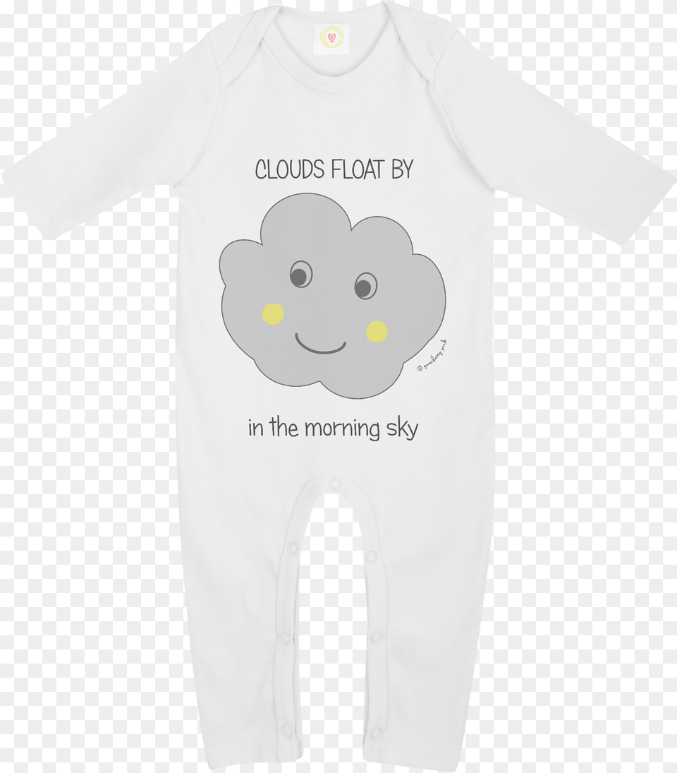 Gooseberry Pink Cloud Baby Sleepsuit In White Organic White Sleepsuit Baby, Clothing, T-shirt, Animal, Bear Free Png Download