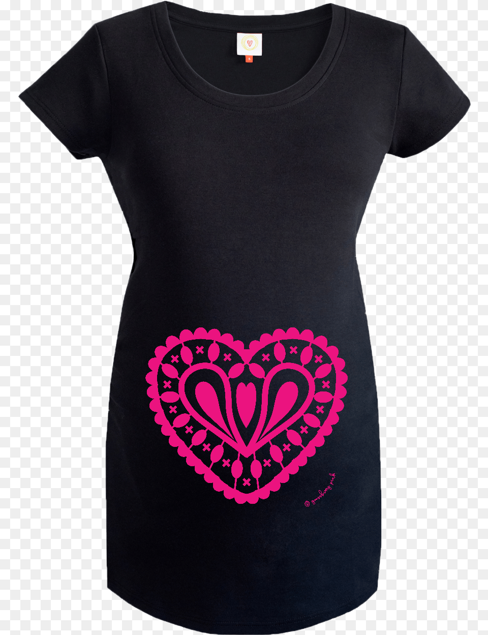 Gooseberry Pink Hot Pink Heart Maternity Top In Black Active Shirt, Clothing, T-shirt, Pattern Png