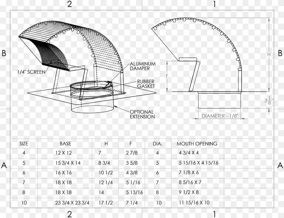 Gooseneck Spec Gooseneck Exhaust Vent, Cad Diagram, Diagram Free Transparent Png