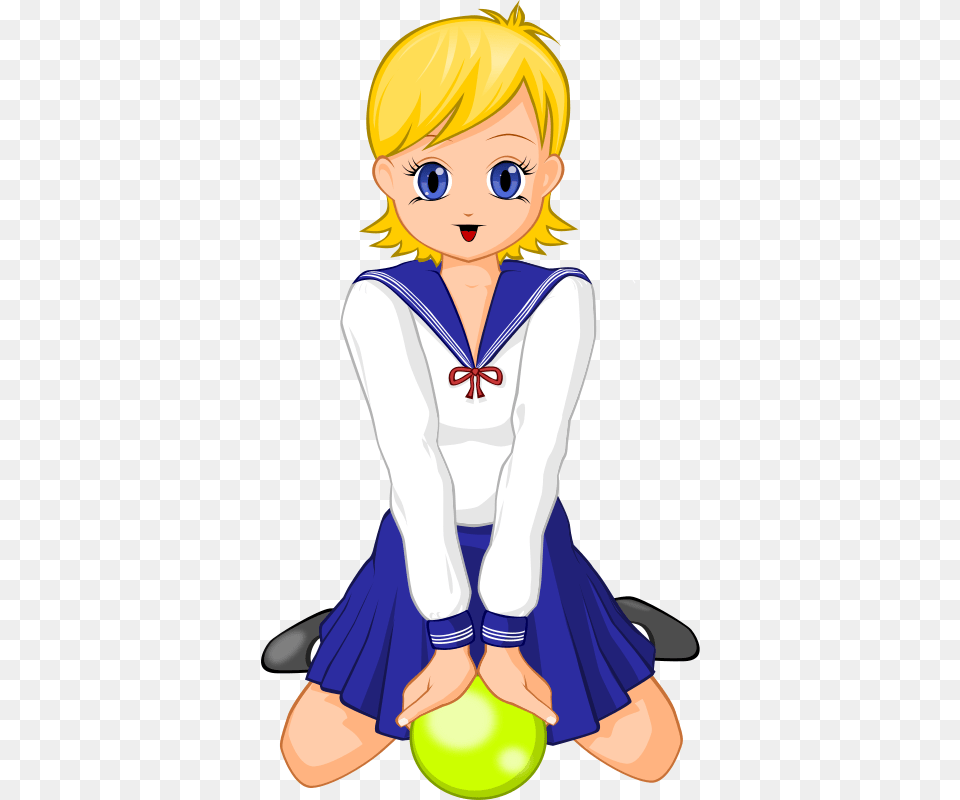 Gopher Anime Schoolgirl With Green Ball Anime School Girl Pin, Book, Comics, Publication, Adult Free Png