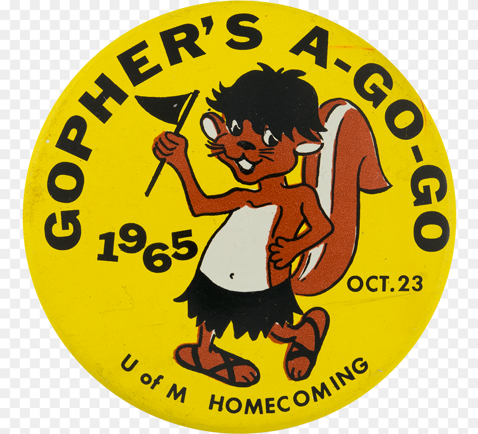 Gopher S A Go Go Events Button Museum Cartoon, Badge, Logo, Symbol, Person Free Transparent Png