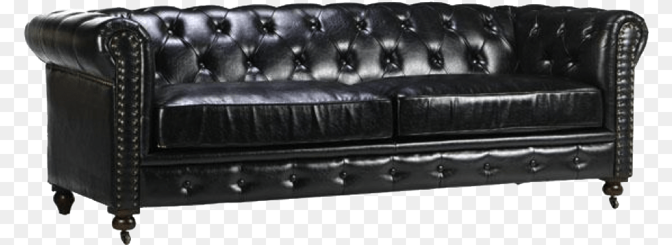 Gordon Black Leather Chesterfield Sofa, Couch, Furniture Png Image