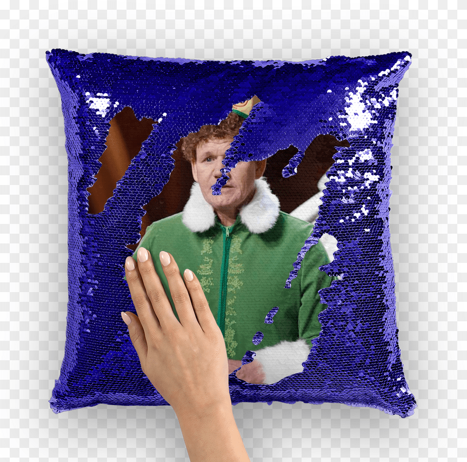 Gordon Ramsay Dressed As Buddy The Elf Sequin Cushion Pillow, Home Decor, Baby, Person, Face Png Image