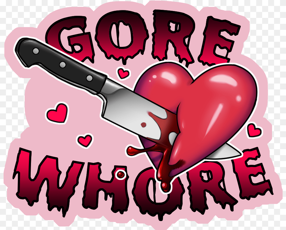 Gore Whore Sticker Sold By Cricketbat Heart, Blade, Weapon, Knife Free Png