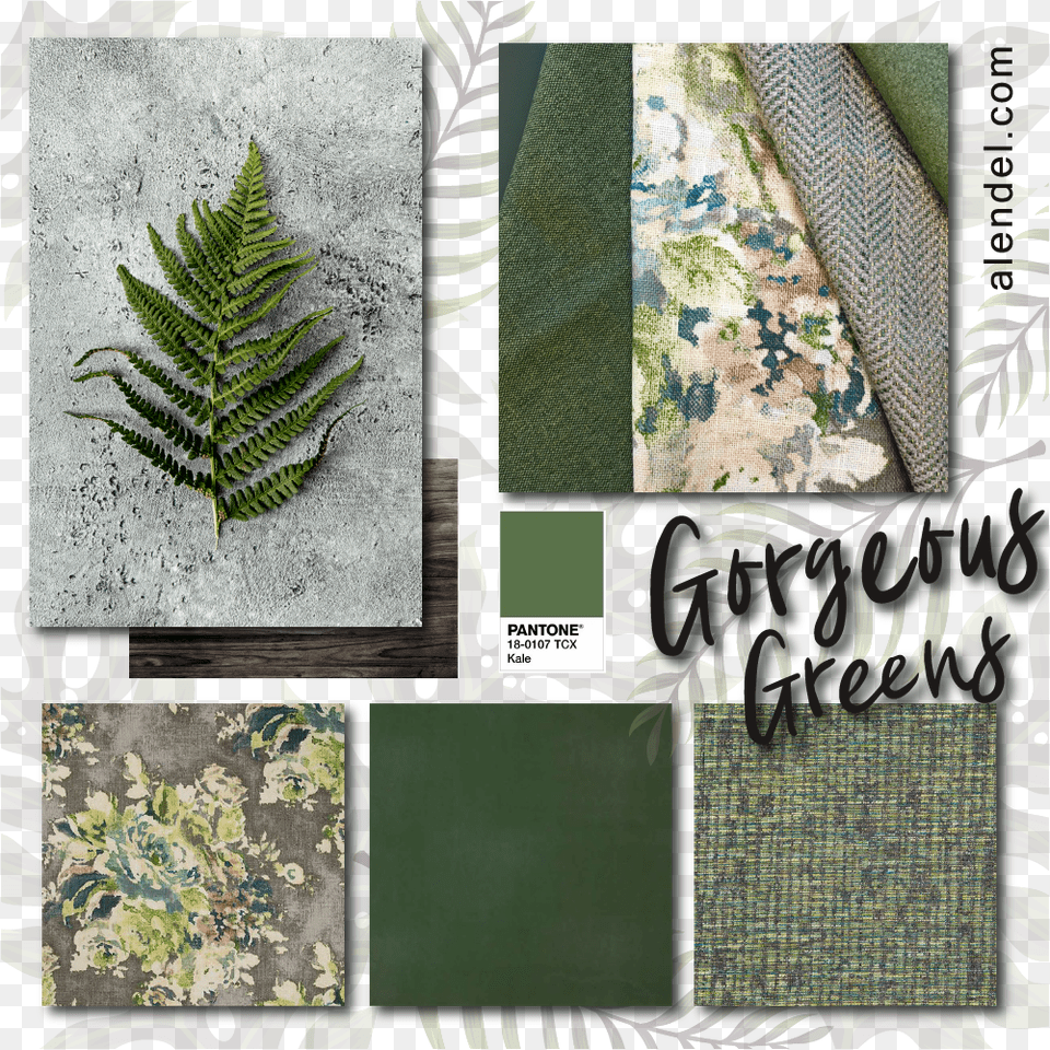 Gorgeous Greens Patchwork, Fern, Plant, Art, Collage Free Png