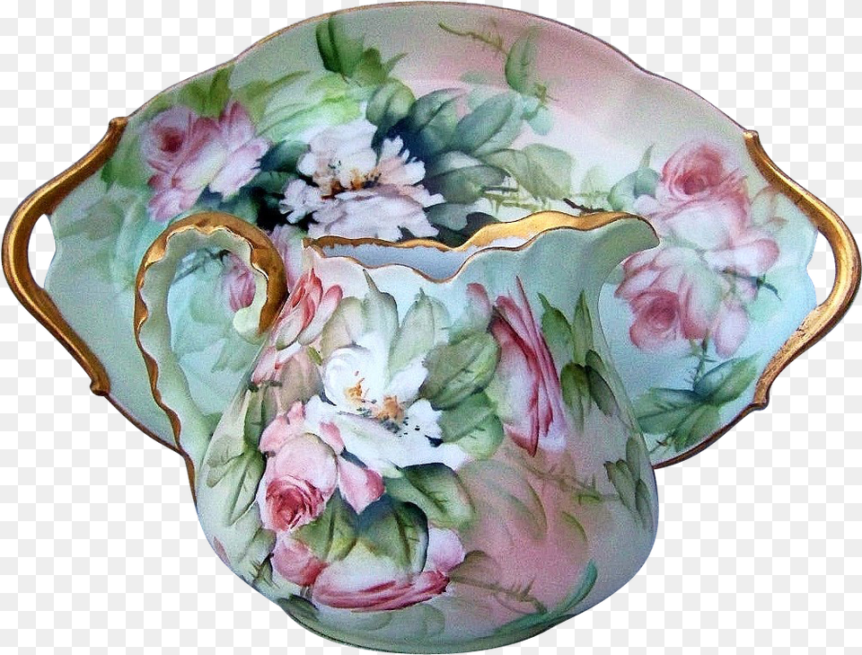 Gorgeous T V Limoges France 1910 Hand Painted Peach Peony, Art, Porcelain, Pottery, Saucer Free Transparent Png