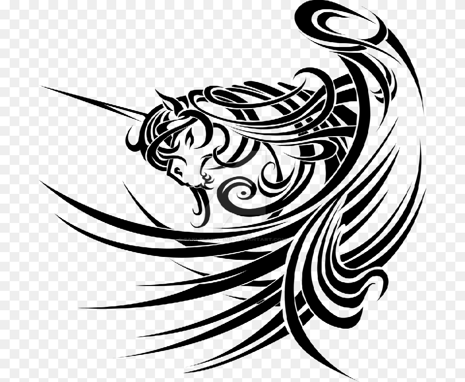Gorgeous Tribal Style Unicorn With Huge Pegasus Wings Unicorn Tribal Tattoos, Logo, Silhouette Free Png