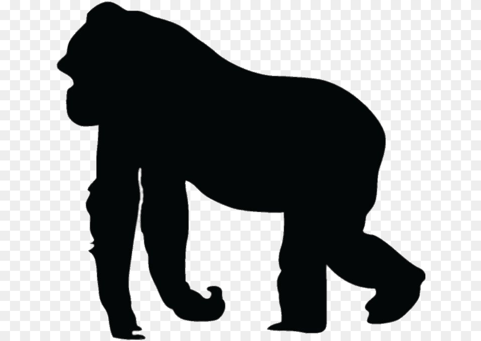 Gorilla Animal Silhouettes, Ape, Mammal, Wildlife, Silhouette Free Png