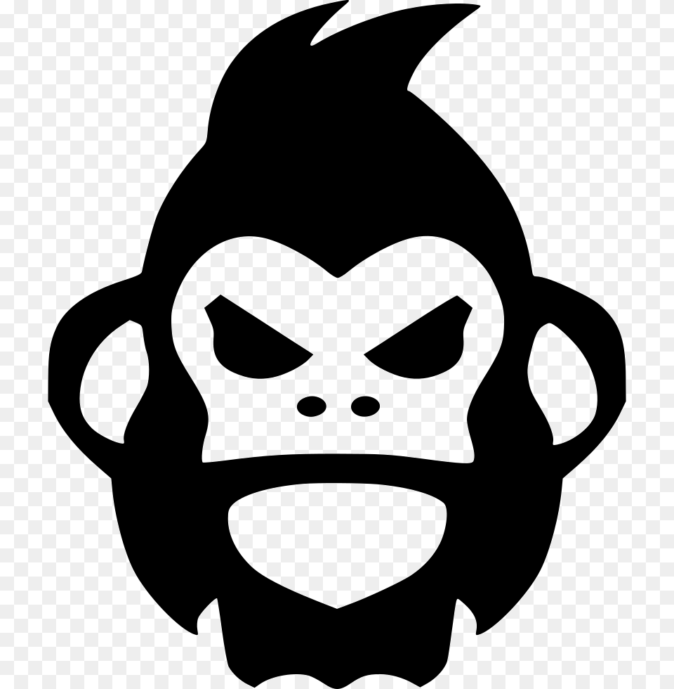 Gorilla Ape Computer Icons Clip Art Black And White Monkey, Stencil, Animal, Face, Fish Png Image