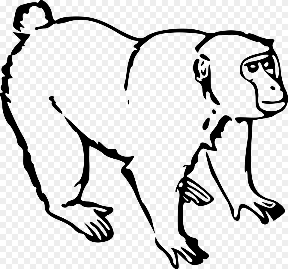Gorilla Ape Monkey Black And White Clipart, Gray Free Transparent Png