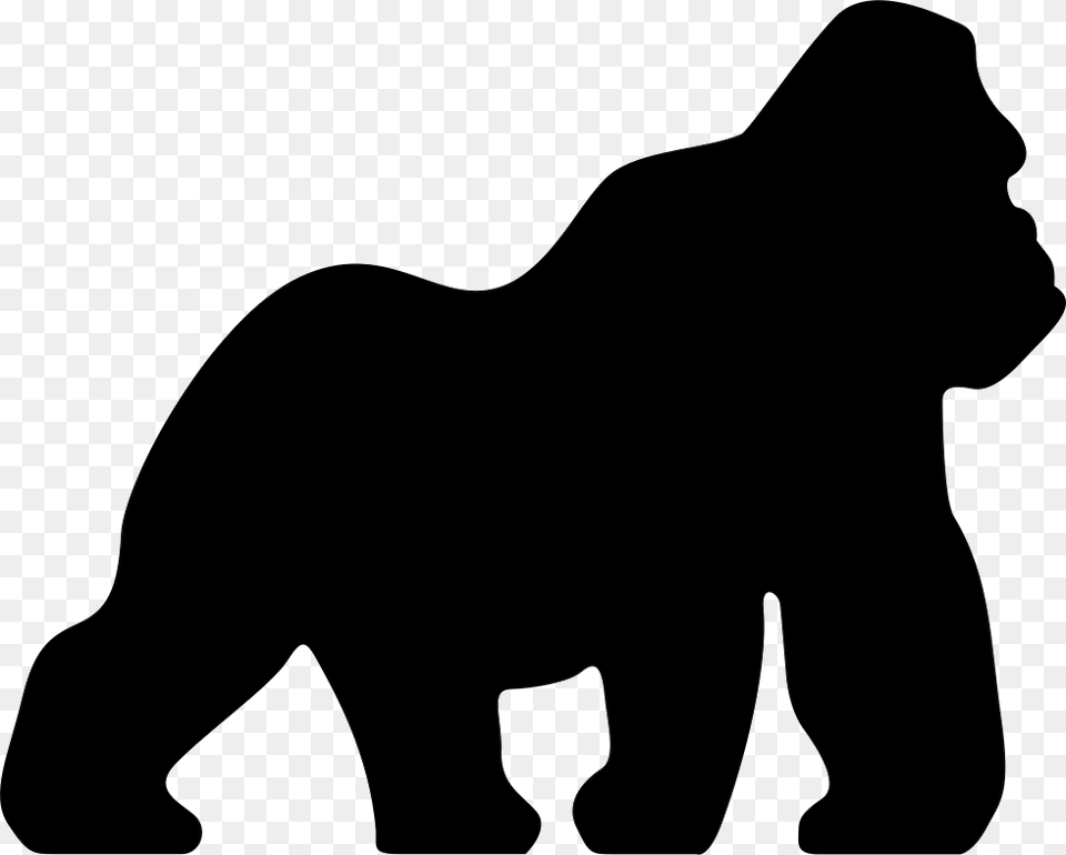 Gorilla Facing Right Icon Free Download, Silhouette, Animal, Bear, Mammal Png Image