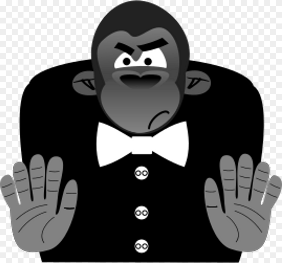 Gorilla In A Bowtie Black And White Clipart, Accessories, Tie, Formal Wear, Man Free Png
