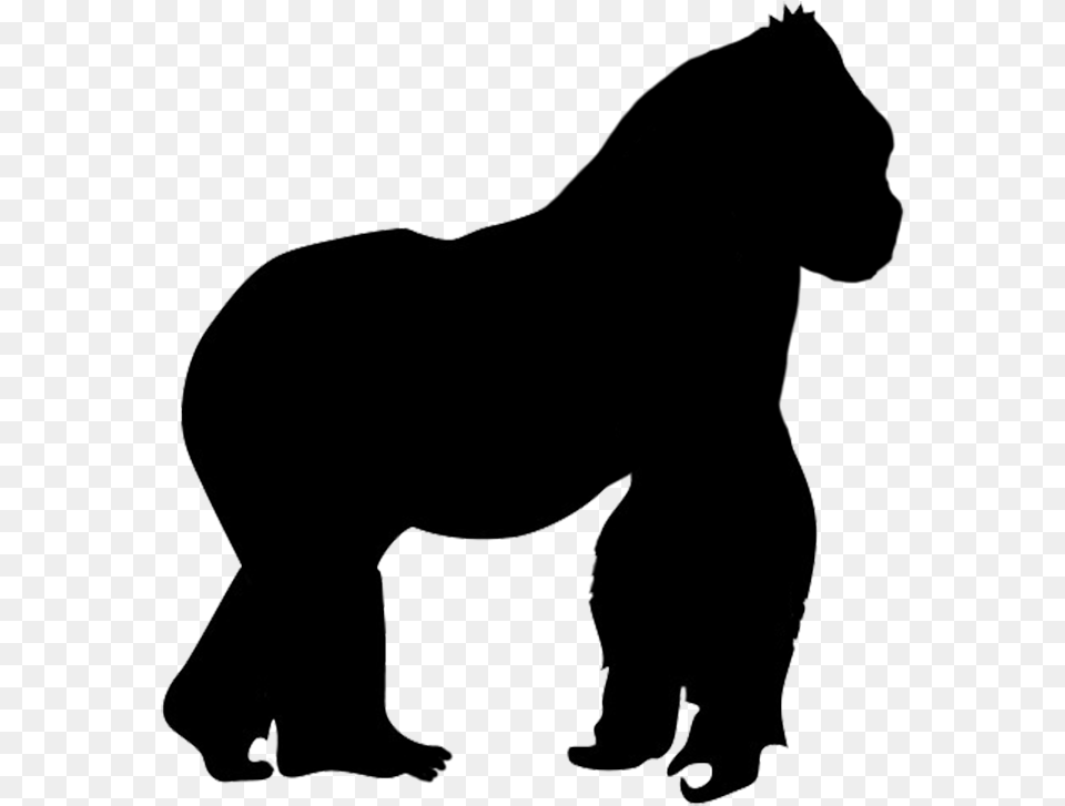 Gorilla Silhouette Clip Art Transparent Gorilla Silhouette, Animal, Mammal, Wildlife, Elephant Png Image