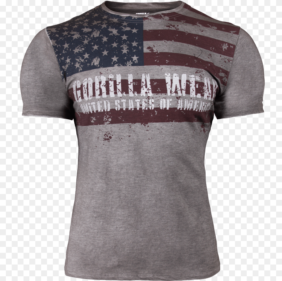 Gorilla Wear Usa Flag Tee, Clothing, T-shirt, Shirt, Person Png Image