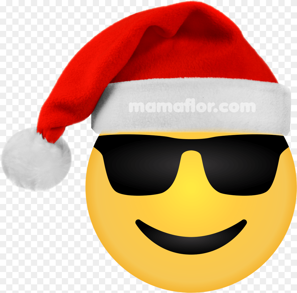Gorro Navidad Emoji Lentes Cool Christmas Smiley Christmas Smiley Emoji, Hat, Clothing, Accessories, Sunglasses Png Image