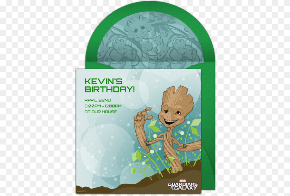 Gotg Baby Groot Online Invitation Baby Groot Birthday Invitation, Advertisement, Poster, Face, Head Png Image