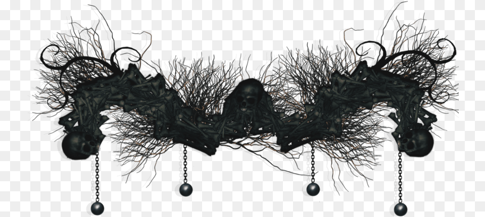 Goth Dead Skull Border Brown Bones Garland, Accessories, Ornament, Pattern Free Png Download