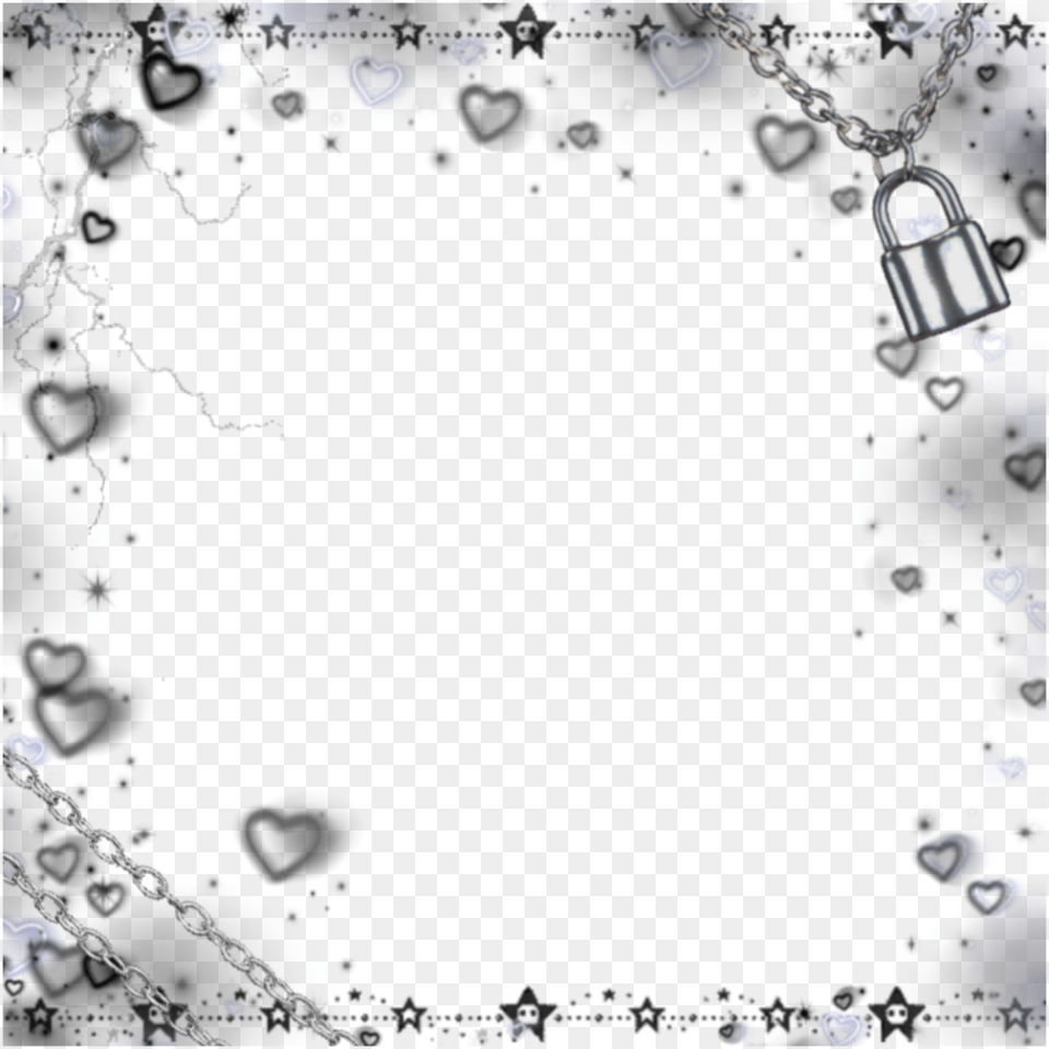 Goth Gothic Black Grunge Chain Chains Aesthetic Heart Border Black And White, Accessories, Lighting Free Transparent Png