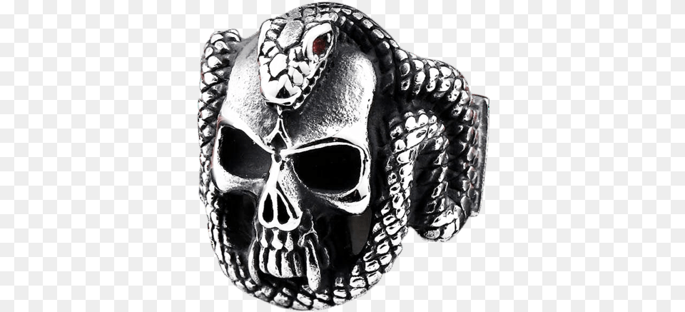 Gothic Badass Jewellery Jewelry Biker Skull Snake Ring Ring, Accessories, Adult, Male, Man Free Png