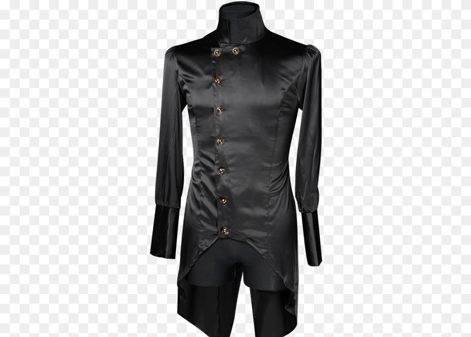 Gothic Black Satin Regal Tailcoat Shirt Formal Wear, Blouse, Clothing, Coat, Long Sleeve Png Image