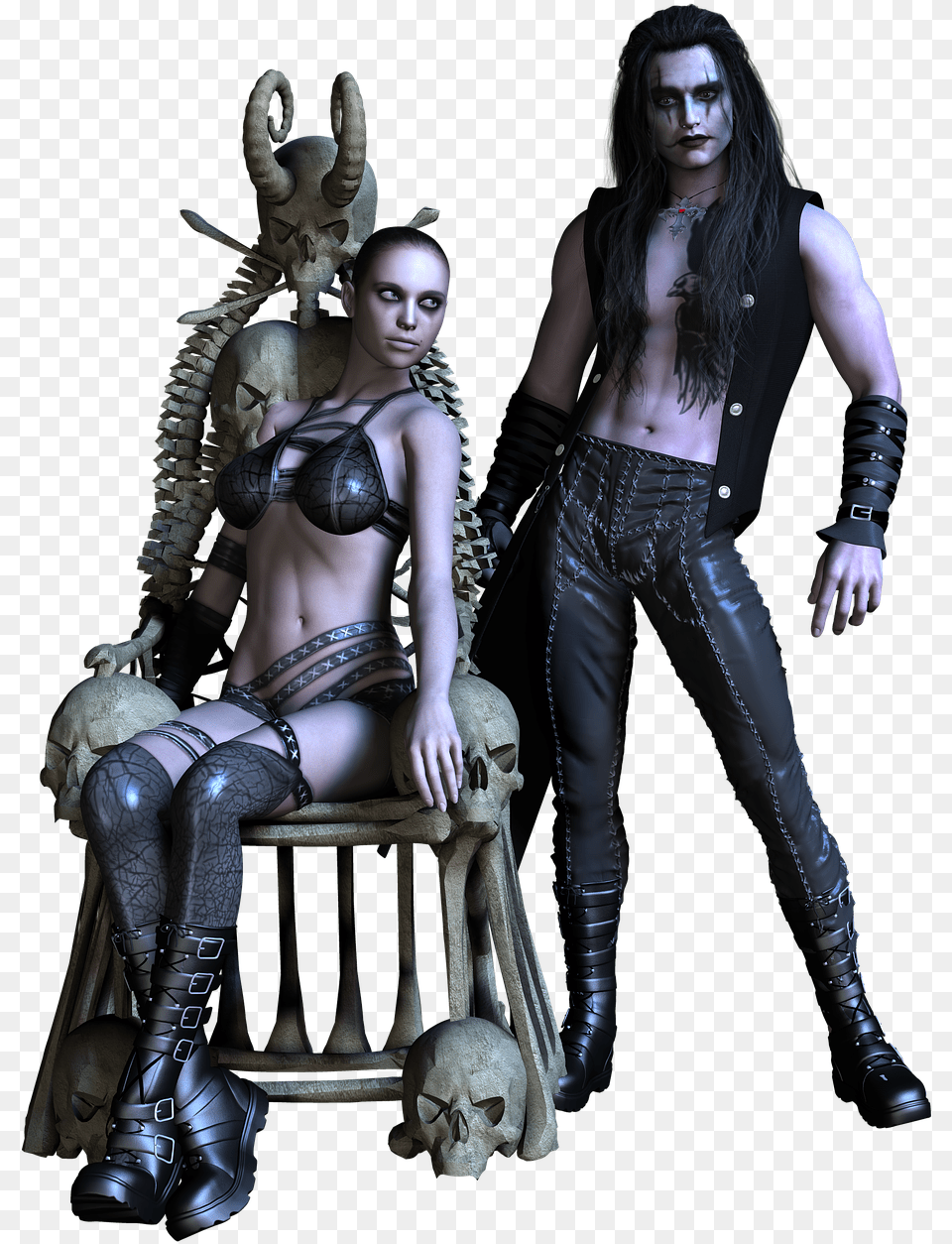 Gothic Couple, Adult, Person, Woman, Female Free Png