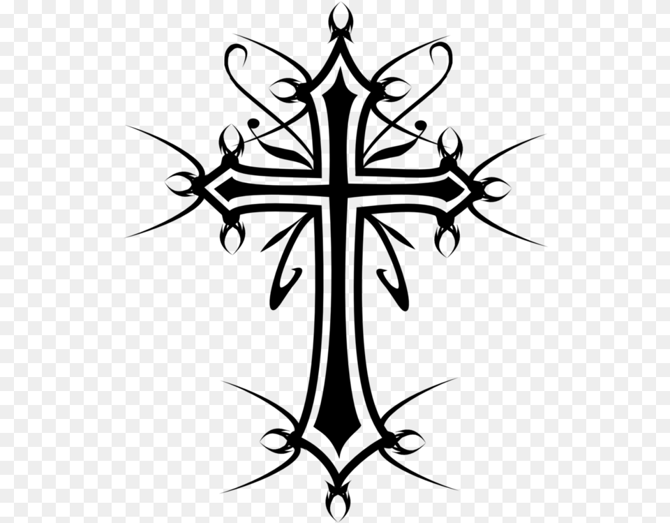 Gothic Cross Celtic Cross Drawing, Gray Free Png Download