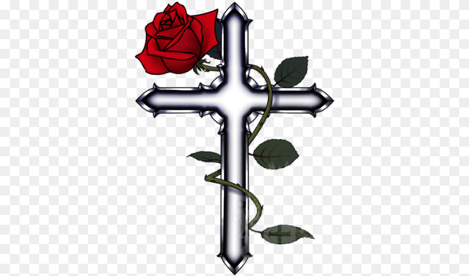 Gothic Cross Tumblraesthetic Roses Vines Thorns Floral Cross With A Rose, Flower, Plant, Symbol Png