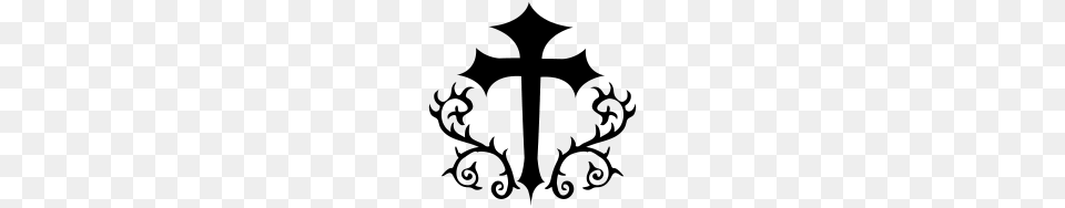 Gothic Cross With Thorns, Gray Free Transparent Png