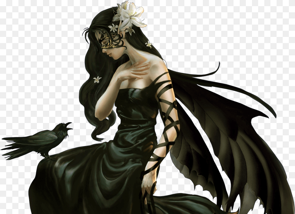 Gothic Fairies And Dragons Crow Artwork Wallpaper Iphone, Adult, Wedding, Person, Female Free Png Download