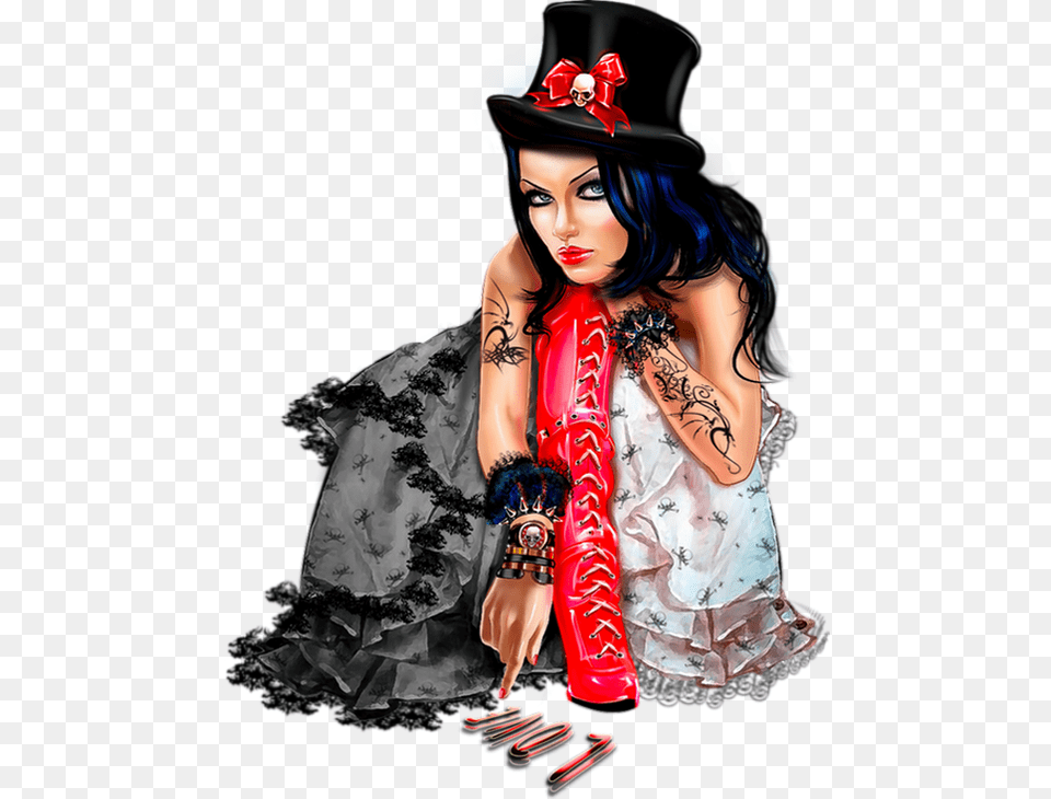 Gothic Femme, Person, Tattoo, Skin, Clothing Png Image