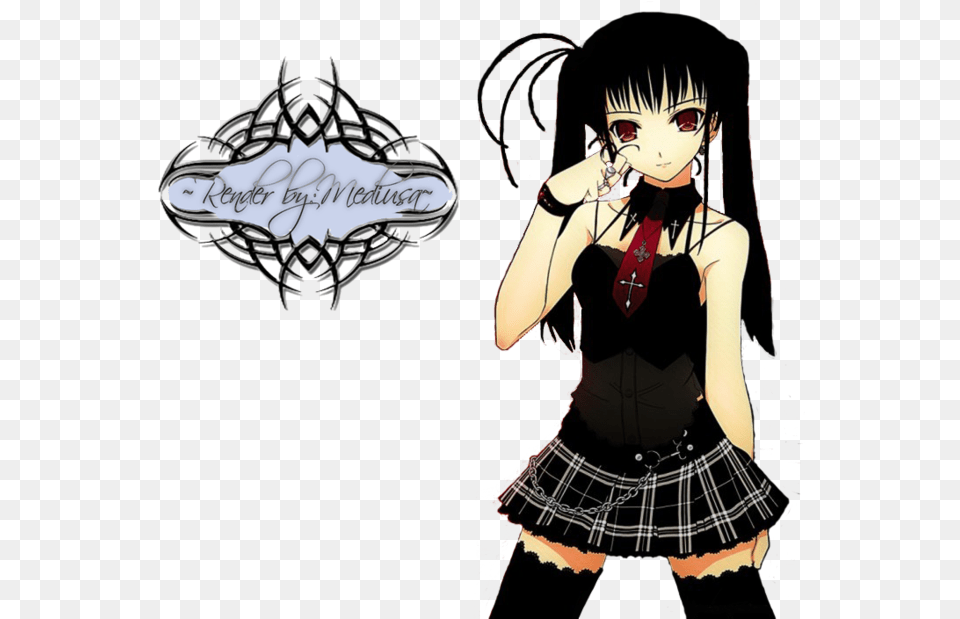 Gothic Girl Render By Emo Anime Girl, Book, Publication, Person, Female Free Png Download