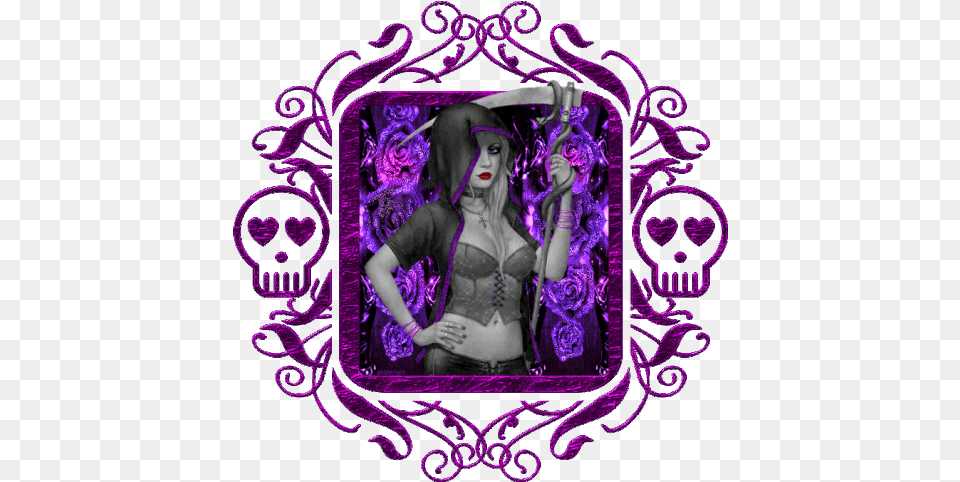 Gothic Lady Gif Gothic Lady Skull Discover U0026 Share Gifs Gothic Gif, Purple, Adult, Wedding, Person Png Image