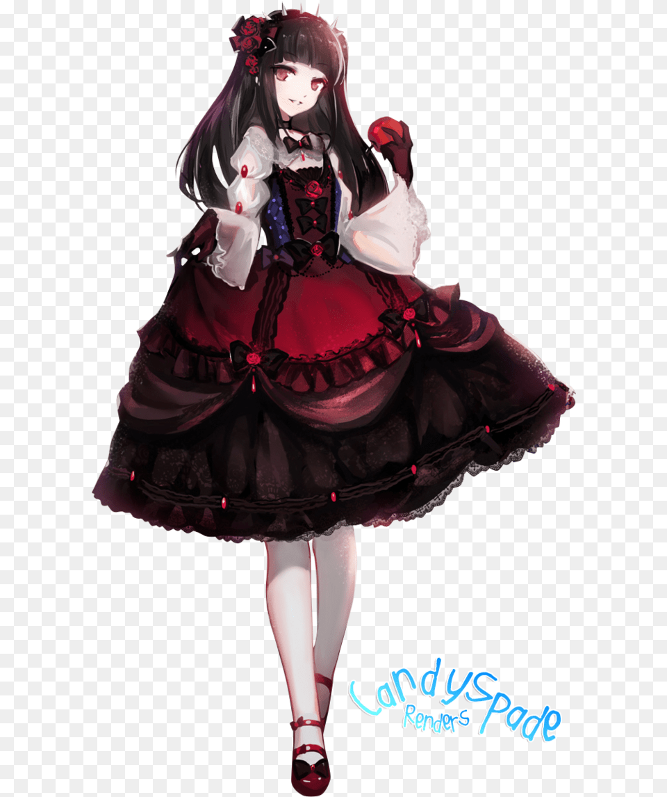 Gothic Lolita Anime Red Dress, Book, Person, Publication, Costume Free Transparent Png