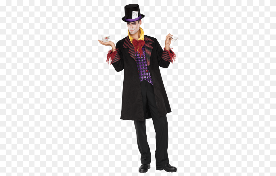 Gothic Mad Hatter Men39s Willy Wonka Costume, Clothing, Coat, Hat, Person Png Image
