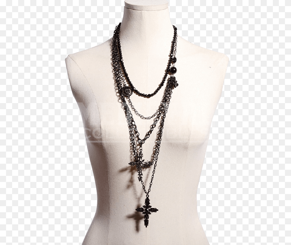 Gothic Multi Chain Cross Necklace, Accessories, Jewelry, Pendant, Adult Free Png