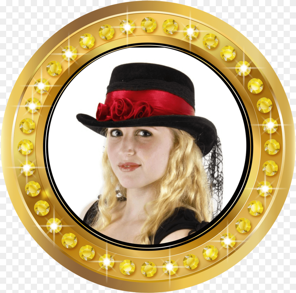 Gothic Rose Top Hat Circle Gold Frame, Adult, Photography, Person, Female Png