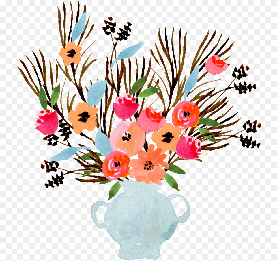 Gouache Flower Arrangement Transparent Decorative, Art, Plant, Pattern, Graphics Free Png Download