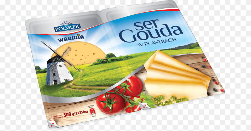 Gouda Warmia Cheese Slices Polmlek Group, Advertisement, Food, Lunch, Meal Free Transparent Png