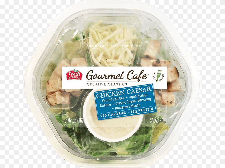Gourmet Cafe Salads Chicken Caesar Salad Kit Fresh Express Gourmet Cafe Salad Bowls, Bean Sprout, Food, Plant, Produce Free Png
