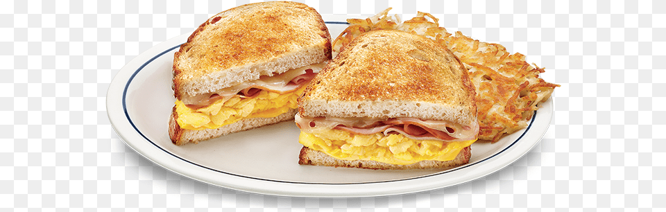Grab A Sandwich Full Of Fluffy Scrambled Eggs Layered Ihop Breakfast Sandwich, Food, Bread, Lunch, Meal Png Image