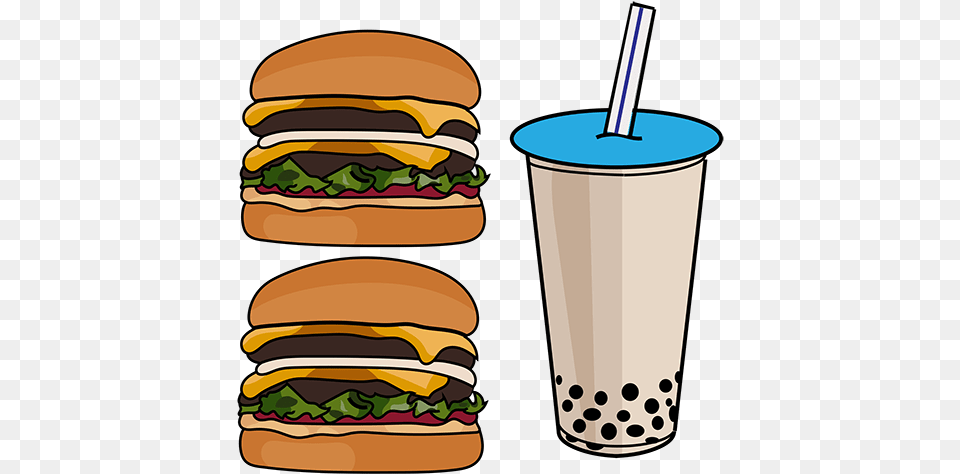 Grace Teaney Transparent Munchies Boba Clipart Transparent, Burger, Food, Beverage, Bottle Png