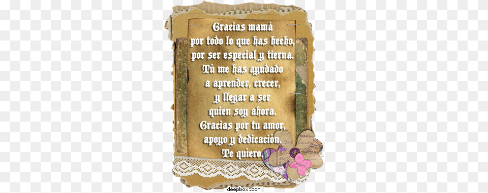 Gracias Mama Poem For Mom In Spanish, Page, Text, Envelope, Greeting Card Free Png Download