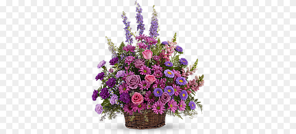 Gracious Lavender Basket Gracious Lavender Funeral Flowers Basket, Flower, Flower Arrangement, Flower Bouquet, Plant Png Image