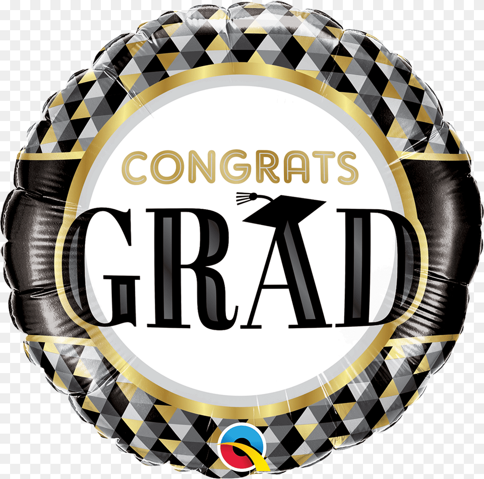 Grad Black Amp Gold Patterns Mylar Balloon Balloon, Logo, Badge, Symbol Free Transparent Png