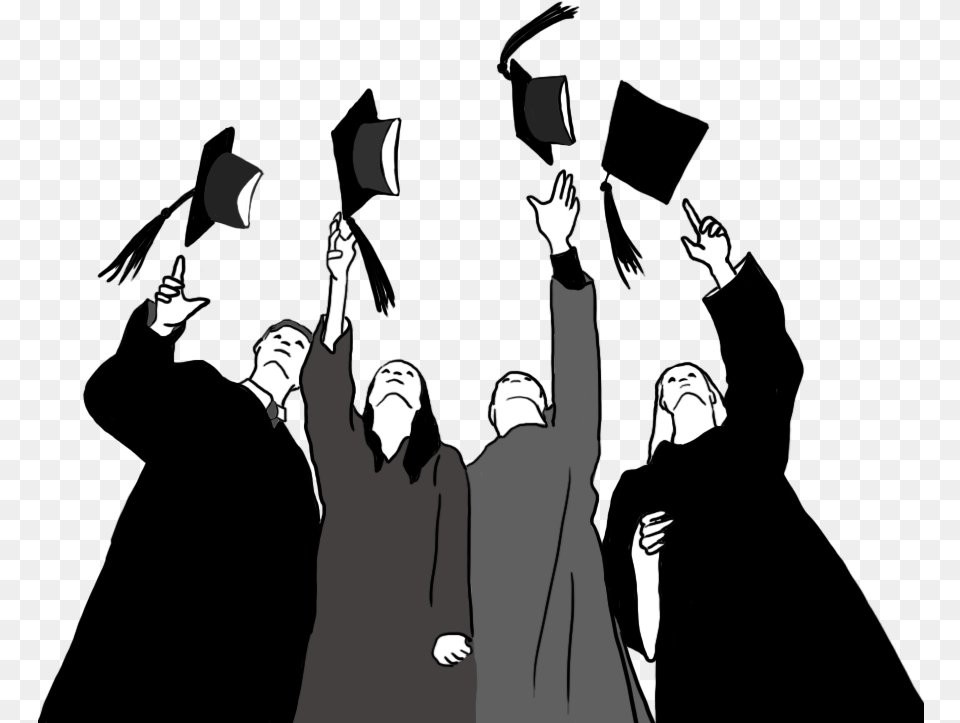 Graduate Cap Clipart Graduations Caps In The Air Black Graduation Clipart Black And White, Book, Comics, Publication, Adult Png